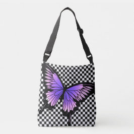 Lavender Butterfly Checker Kor Body Tote Bag Axelväska