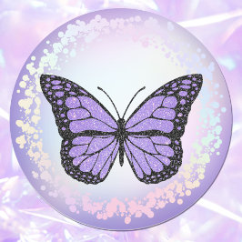 Lavender Butterfly logotyp Runt Klistermärke