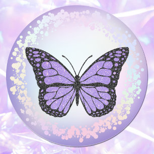 Lavender Butterfly logotyp Runt Klistermärke