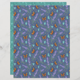 Lavender Butterfly Scrapbook Papper