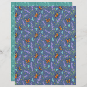 Lavender Butterfly Scrapbook Papper