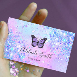 Lavender Butterfly-simulerad chunky glitter Visitkort