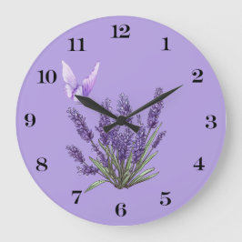 Lavender Butterfly Wall Clock Stor Klocka