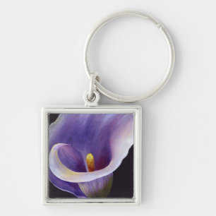 Lavender Calla Lily Fyrkantig Silverfärgad Nyckelring
