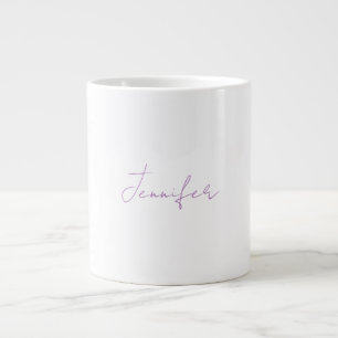Lavender Calligraphy Elegant Plain Simple Namn Jumbo Mugg