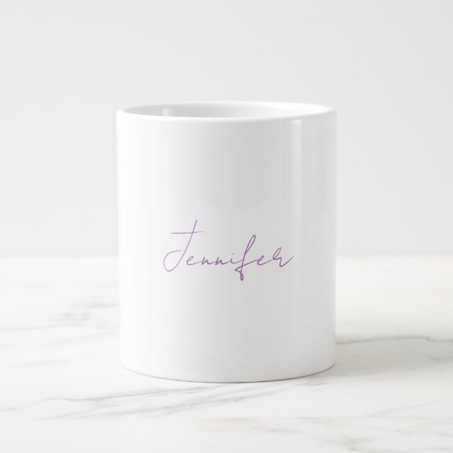 Lavender Calligraphy Elegant Plain Simple Namn Jumbo Mugg (Framsidan)