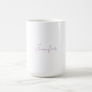 Lavender Calligraphy Elegant Plain Simple Namn Kaffemugg
