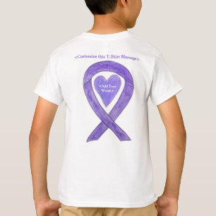 Lavender Cancer Awareness Ribbon Heart Art Shirts T Shirt
