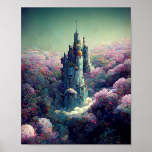 Lavender Castle Fantasy Sci-Fi Art Poster