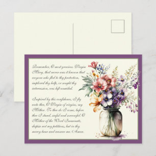 Lavender Catholique Memorare Prayer till Virgin Ma Vykort