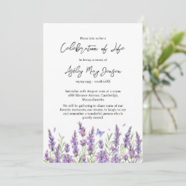 Lavender Celebration of Life Funeral Invitation Inbjudningar