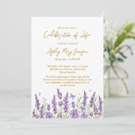 Lavender Celebration of Life Funeral Invitation Inbjudningar
