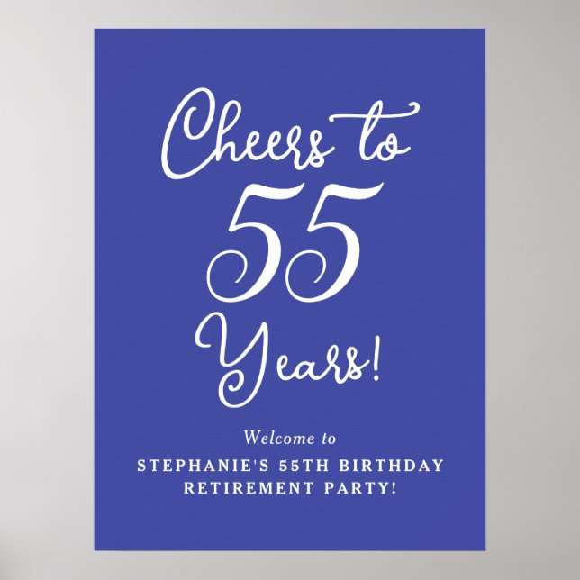 Lavender Cheers till 55 års Pension Party-tecken Poster (Framsidan)