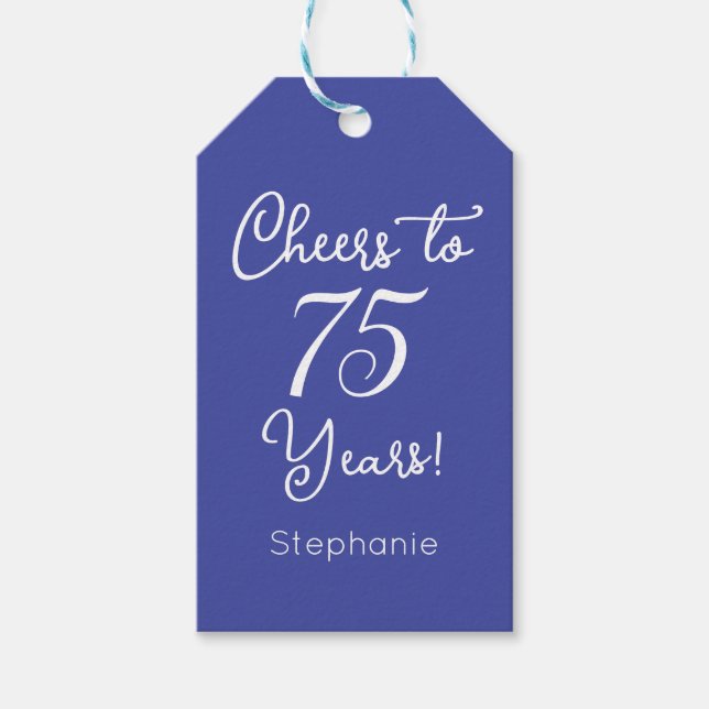 Lavender Cheers till 75 år 75:e födelsedag Presentetikett (Framsidan)