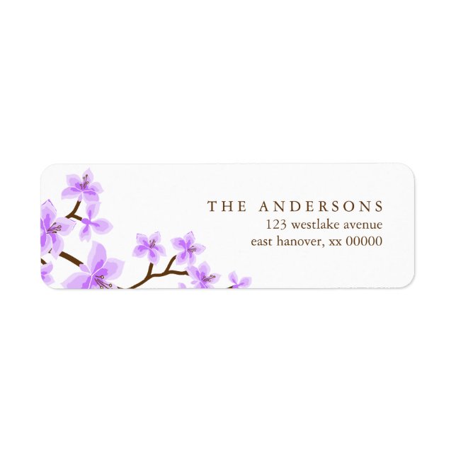 Lavender Cherry Blommars Adressetiketter Returadress Etikett (Framsidan)