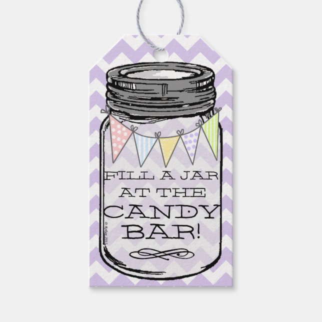Lavender Chevron - fyll Burk vid vårt godis Pub Presentetikett (Framsidan)