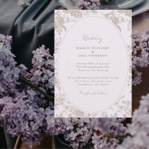 Lavender Chinoiserie Elegant bröllop Inbjudningar