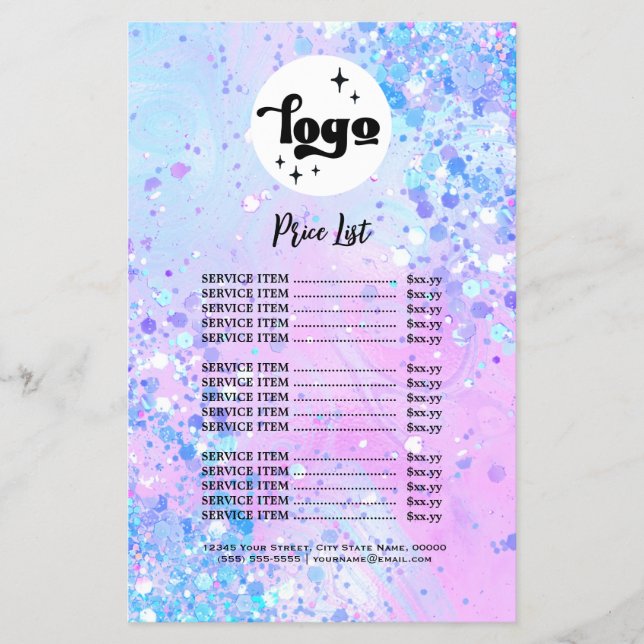 lavender chunky glitter skönhetsalonflugator flygblad (Framsidan)