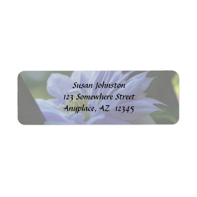 Lavender Clematis Flower Address Label Returadress Etikett (Framsidan)