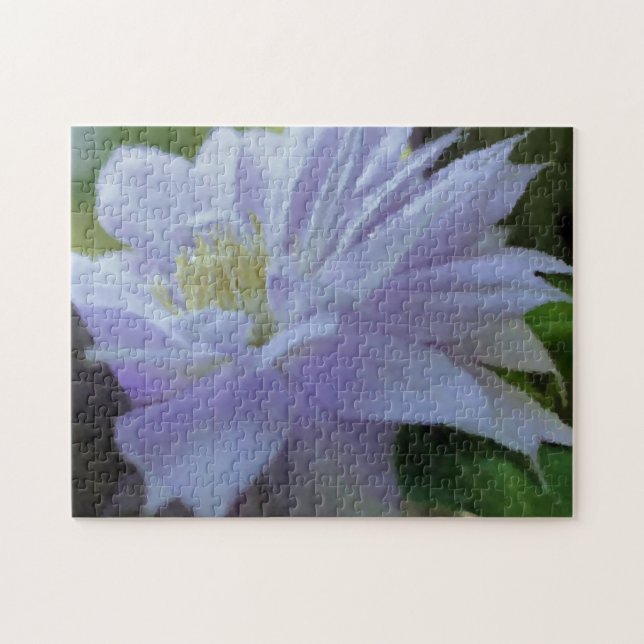 Lavender Clematis Flower Art Photo Painting Pussel (Horisontell)