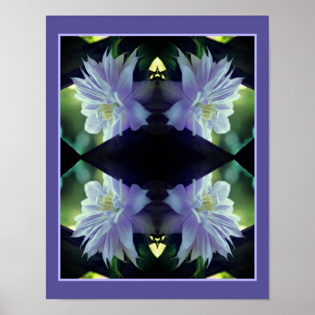 Lavender Clematis Flower in Trellis Abstrakt Poster (Framsidan)