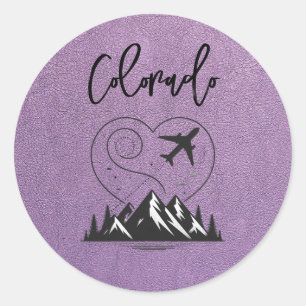 Lavender Colorado Passport Runt Klistermärke