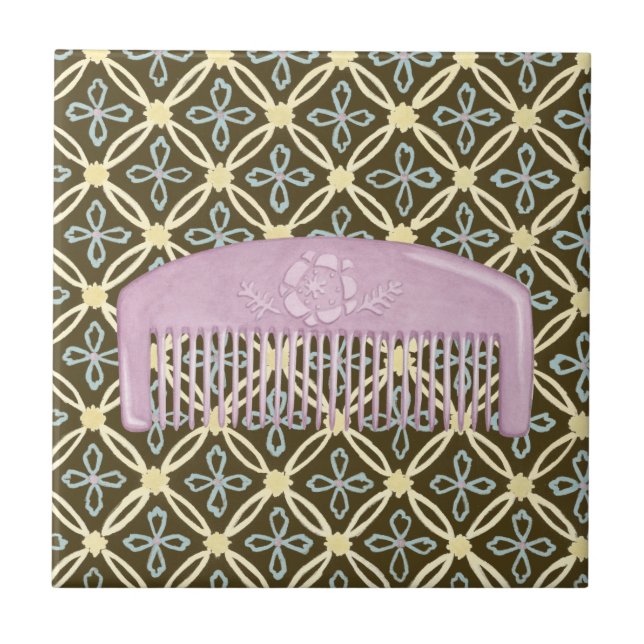 Lavender Comb på Chocolate Background Kakelplatta (Framsidan)