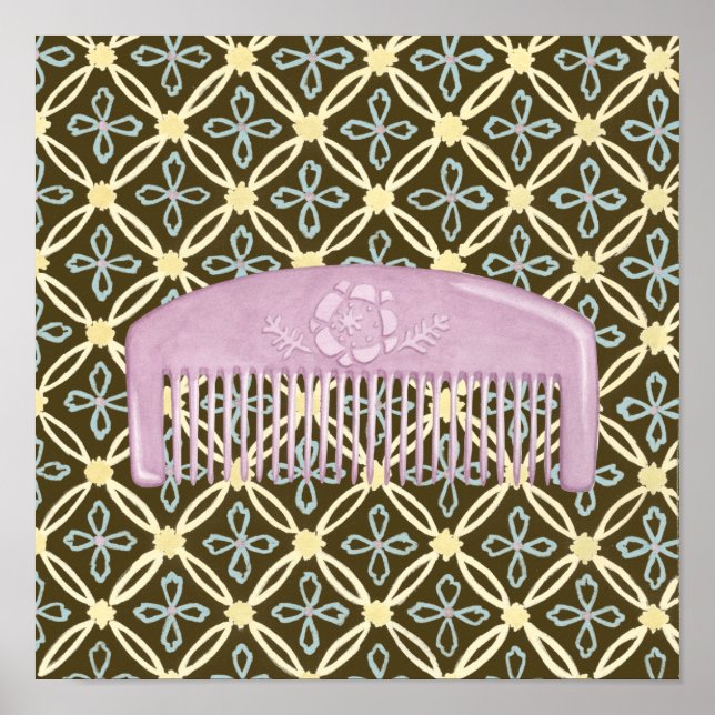 Lavender Comb på Chocolate Background Poster (Framsidan)