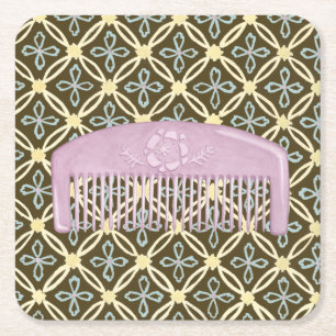 Lavender Comb på Choklad-bakgrund Underlägg Papper Kvadrat