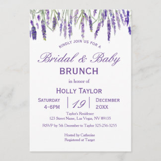 Lavender Combined Baby Shower och Möhippa Inbjudningar