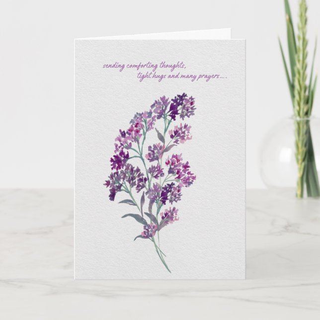 Lavender Comforting Thoughts – Watercolor Sympathy Kort (Framsida)