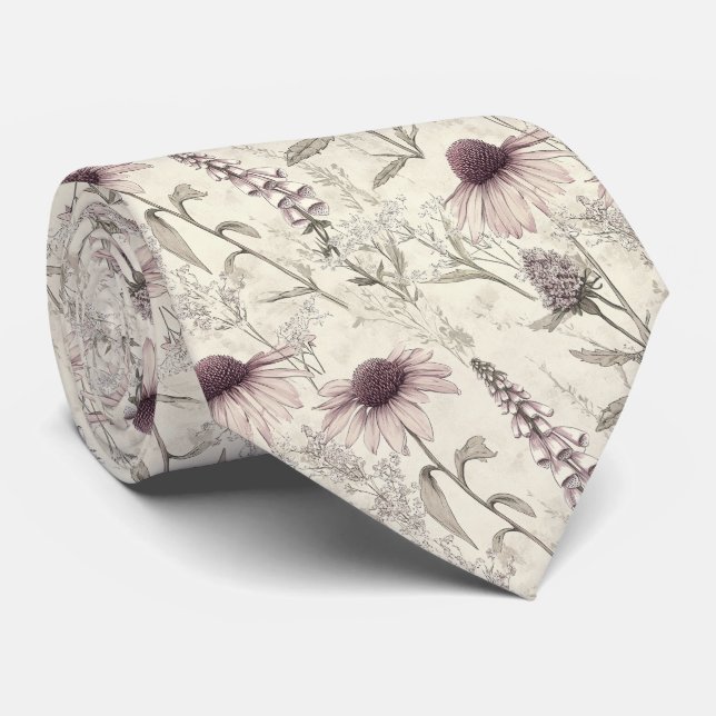 Lavender Coneflower Sketch Botanical Bröllop Slips (Rullad)