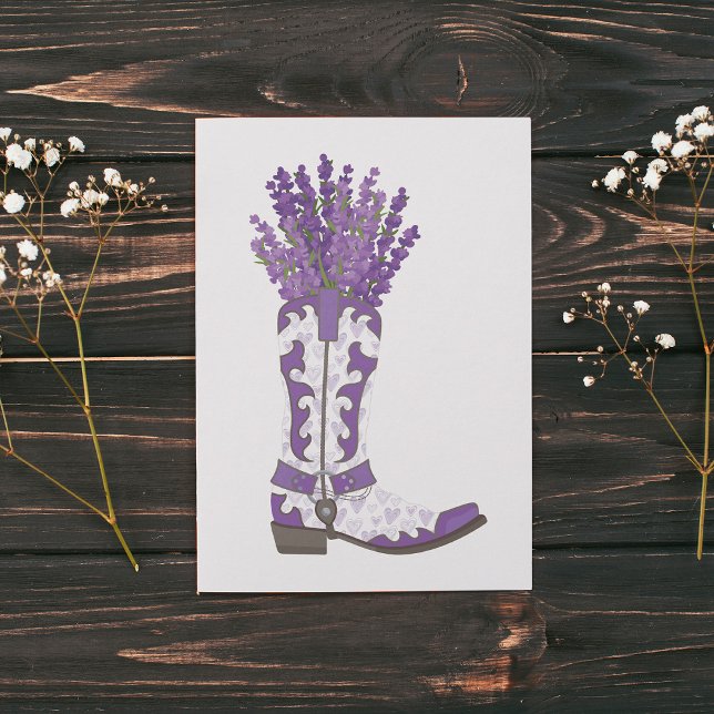 Lavender Cowboy Boot Julkort (Skapare uppladdad)