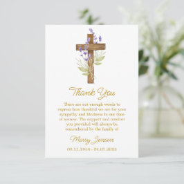 Lavender Cross Sympathy Thank You Card Tack Kort