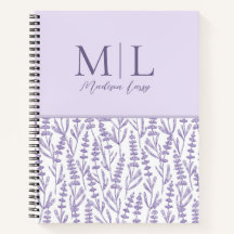 Lavender Cute Blommigt Monogram Personlig Namn
