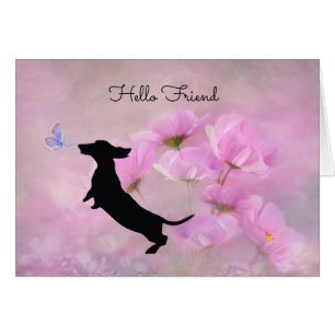Lavender Dachshund Friend Card Hälsningskort