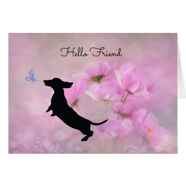 Lavender Dachshund Friend Card Hälsningskort (Framsidan Horizontal)