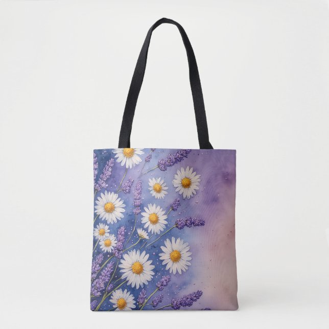 Lavender & Daisy Bliss Tote Bag Tygkasse (Framsida)