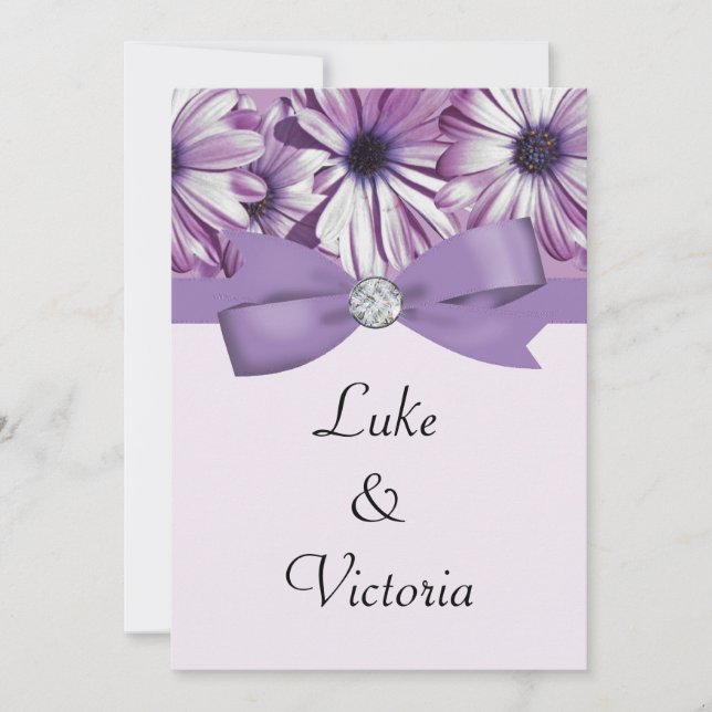 Lavender Daisy Bow & Ribbon Bröllop Inbjudningar (Framsida)