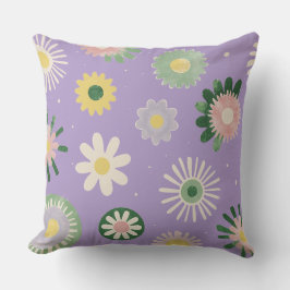 Lavender Daisy Floral Pillow Kudde