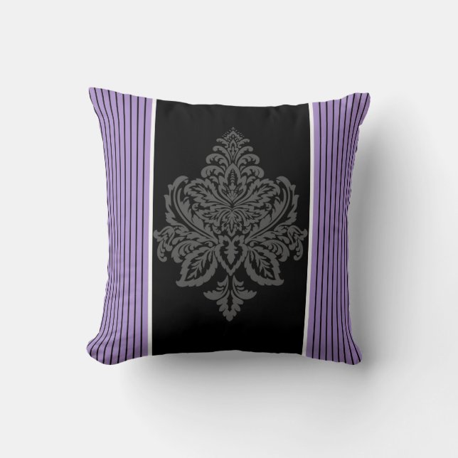 Lavender, damm och svart rand kudde (Framsida)