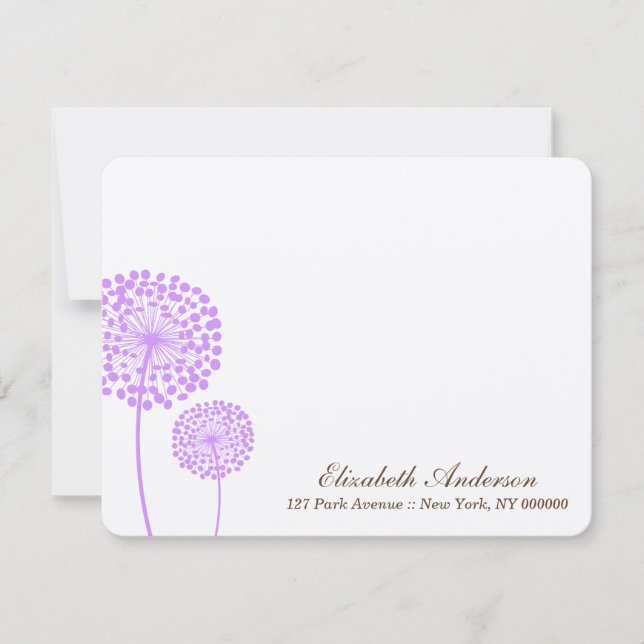 Lavender Dandelions Flat Note Card Anteckningskort (Framsida)