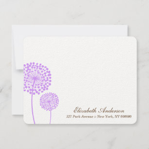 Lavender Dandelions Flat Note Card Anteckningskort