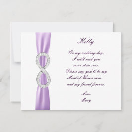 Lavender Diamond Infinity Maid of honor Card Inbjudningar