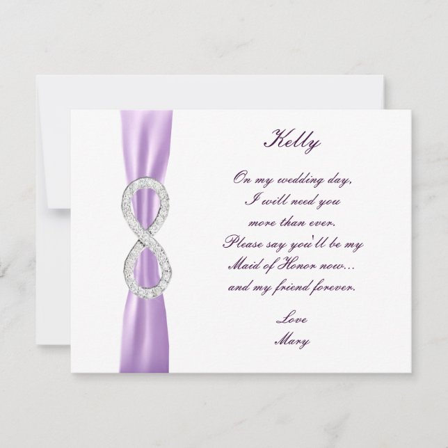 Lavender Diamond Infinity Maid of honor Card Inbjudningar (Framsida)