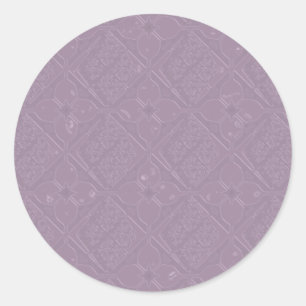 Lavender Diamond och Blommigt Tone on Tone Sticker Runt Klistermärke