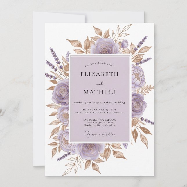 Lavender Divine Botanical Wedding Inbjudningar (Framsida)