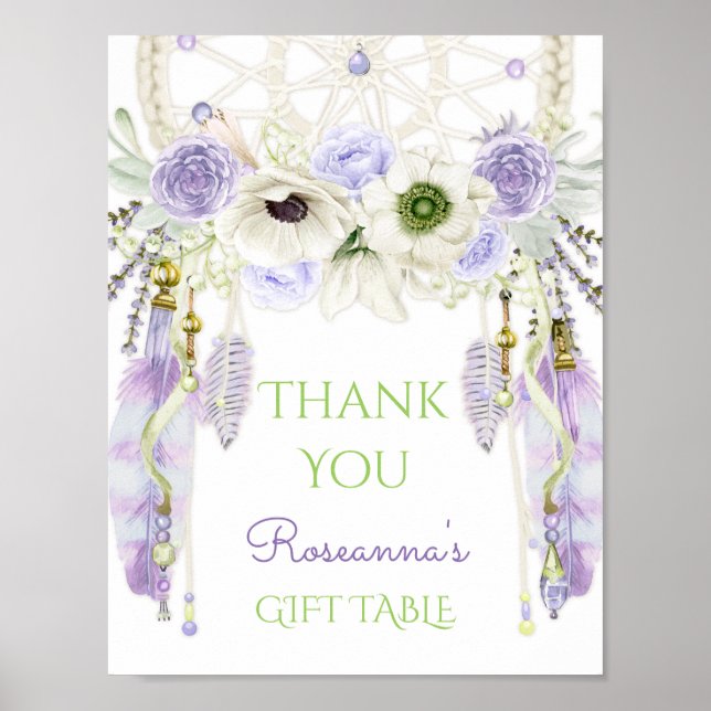 Lavender Dream Catcher Tribal Boho Sign Poster (Framsidan)