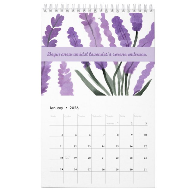Lavender Dreams 2024 Calendar 🌿 💜 Kalender (Jan 2026)