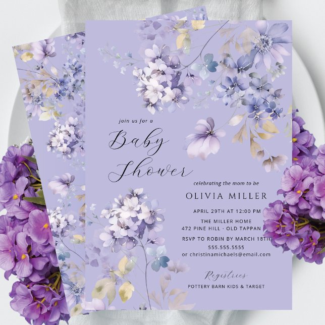 Lavender Dreams Baby Shower-inbjudningar Inbjudningar (Skapare uppladdad)